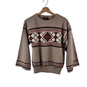 VINTAGE Mademoiselle Knitwear Sweater – Bell Sleeve Nordic Retro – Women’s M